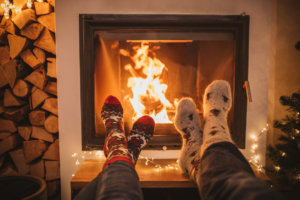 Cozy evening in front of the fire place