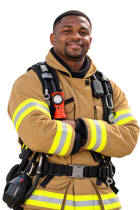 Firefighter in protective gear