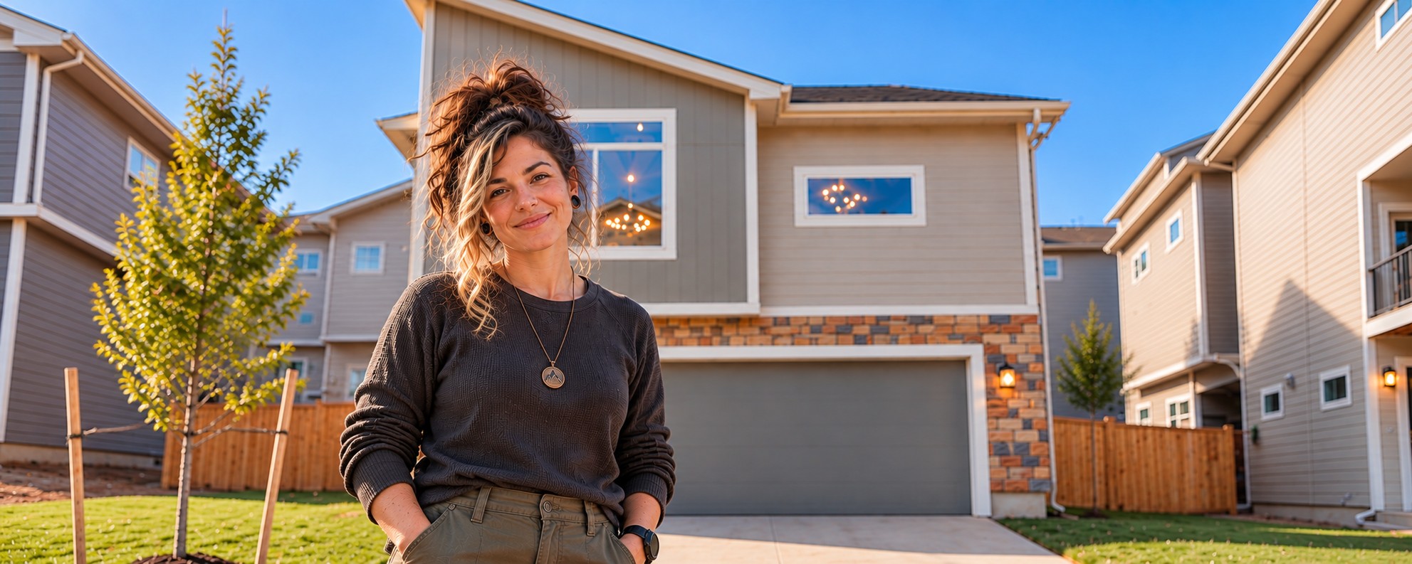 Healthcare professional outside a Challenger home