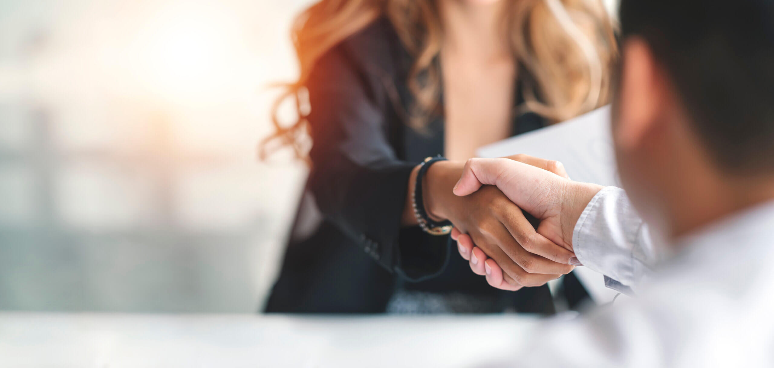 Real estate professionals shaking hands