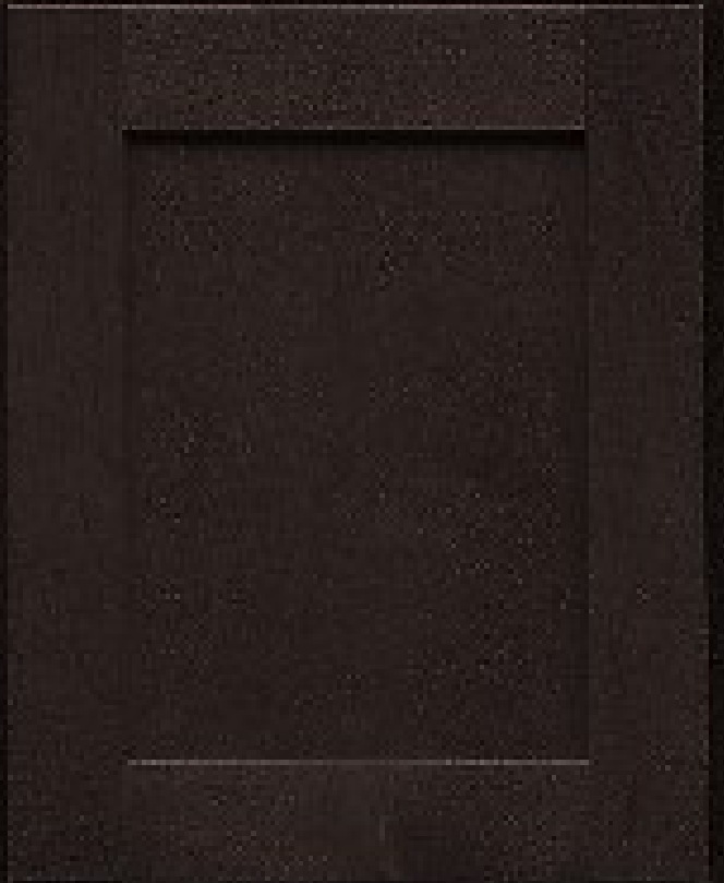Very dark espresso shaker-style cabinet door with a recessed center and textured finish.